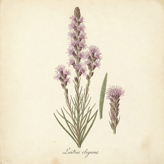 Pinkscale Blazing Star botanical plate