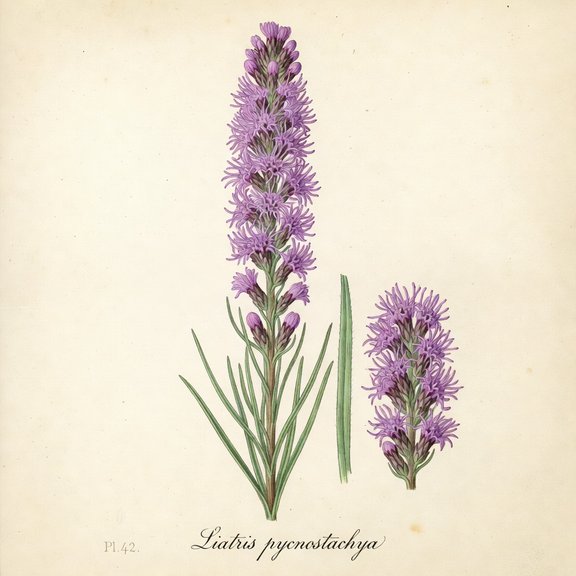 Prairie Blazing Star botanical plate