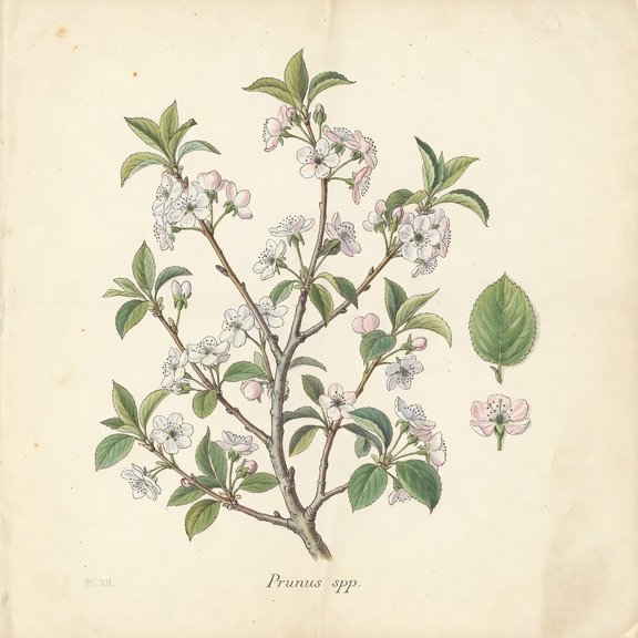 Prunus botanical plate
