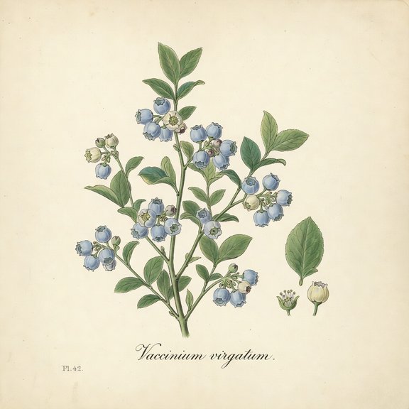 Rabbiteye Blueberry botanical plate