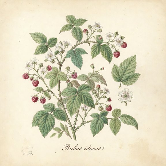 Raspberry botanical plate