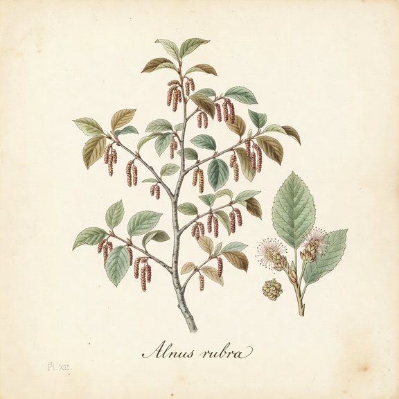 red alder botanical plate