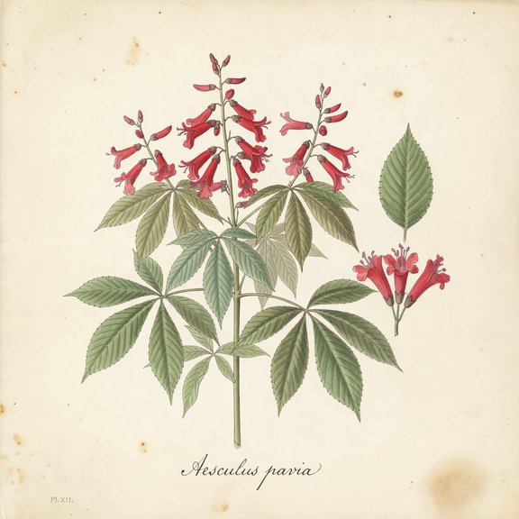 Red Buckeye botanical plate