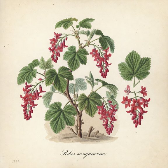Red-Flowering Currant botanical plate