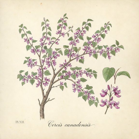 Redbud tree botanical plate