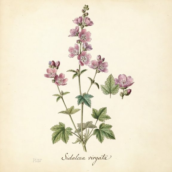 Rose Checkermallow botanical plate