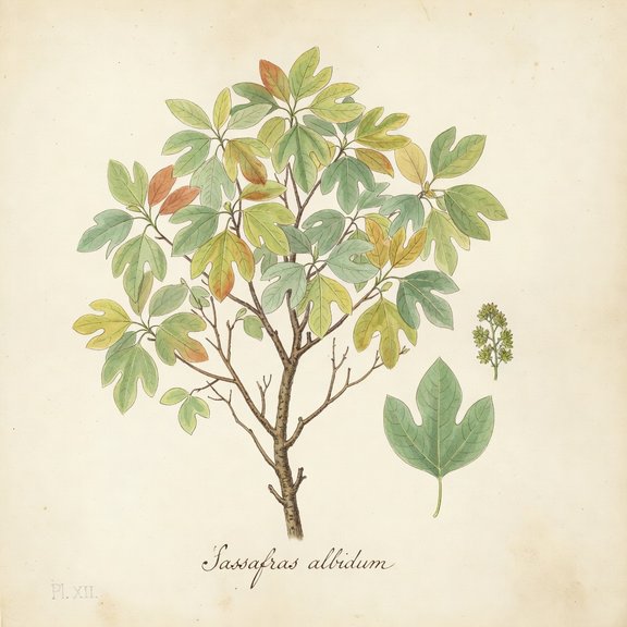Sassafras botanical plate