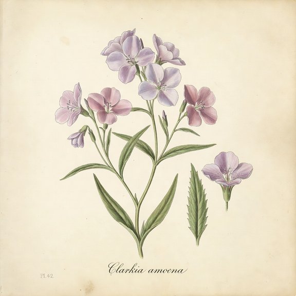 Satin Flower botanical plate