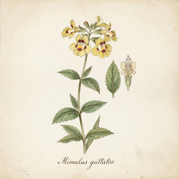 Seep Monkey Flower botanical plate