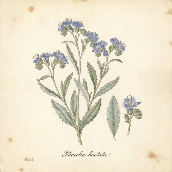 Silverleaf Phacelia botanical plate