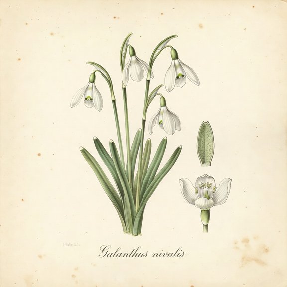 snowdrop botanical plate