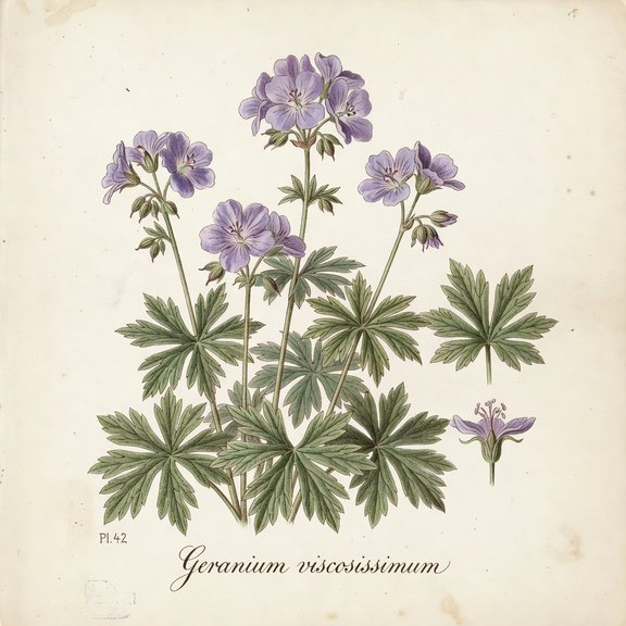 Sticky Purple Geranium botanical plate