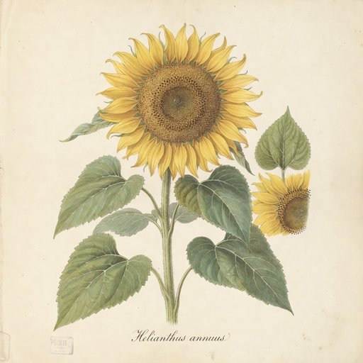 Sunflower botanical plate
