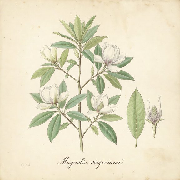Sweetbay Magnolia botanical plate