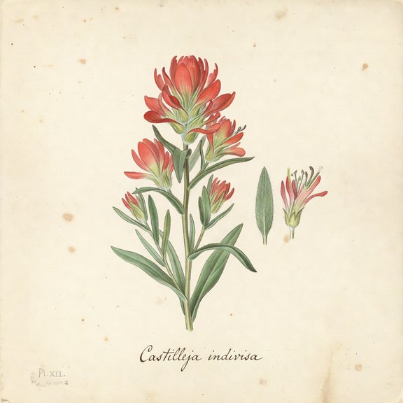 Texas Indian Paintbrush botanical plate