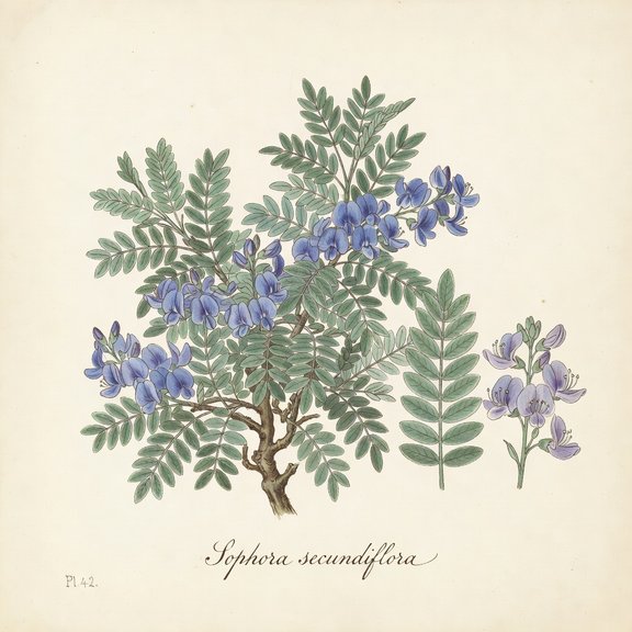 Texas Mountain Laurel botanical plate