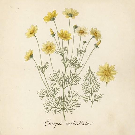 Threadleaf Coreopsis botanical plate