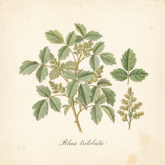 Threeleaf Sumac botanical plate