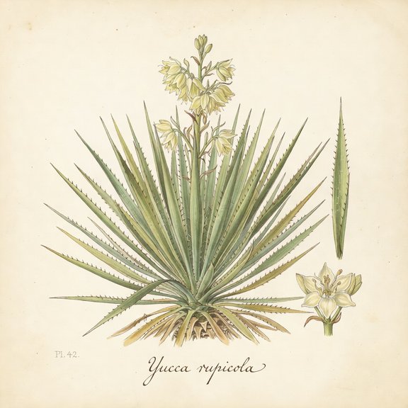 Twistleaf Yucca botanical plate
