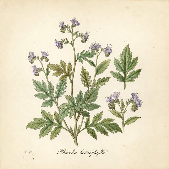 Varileaf Phacelia botanical plate