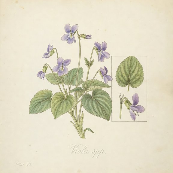 Violet botanical plate