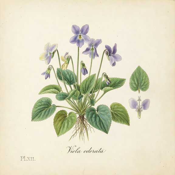 violet botanical plate
