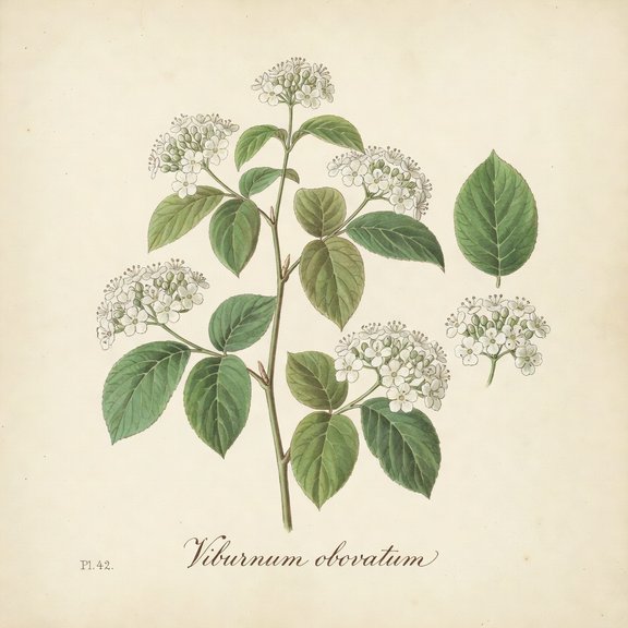 Walter's Viburnum botanical plate