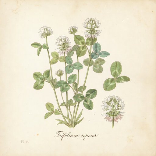 White Dutch Clover botanical plate