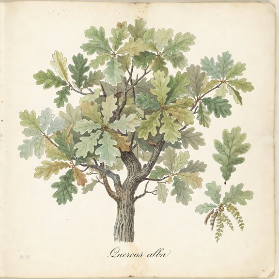 White Oak botanical plate