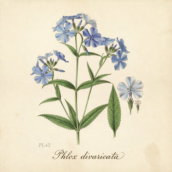 wild blue phlox botanical plate