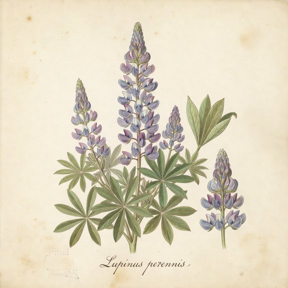 Wild Lupine botanical plate