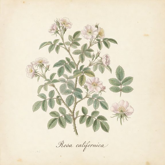 Wild Rose botanical plate