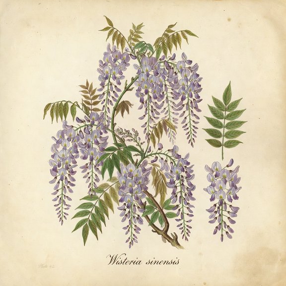 Wisteria botanical plate