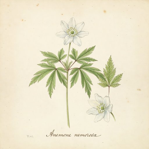 Wood Anemone botanical plate
