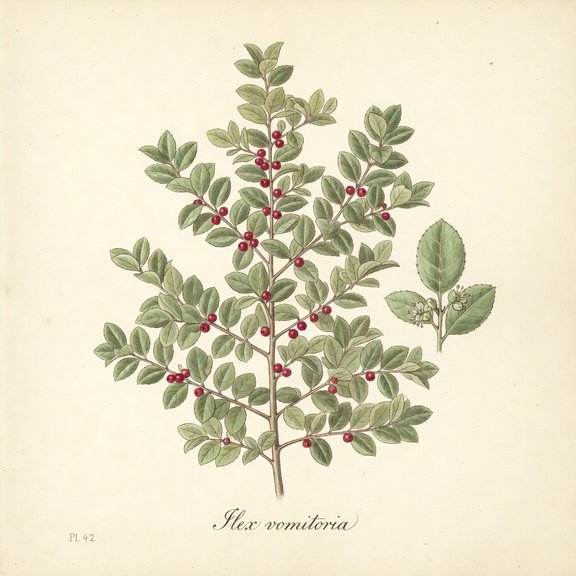 Yaupon Holly botanical plate