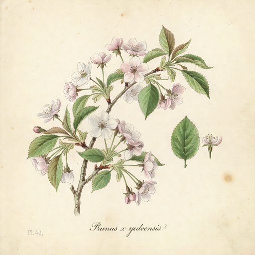 Yoshino Cherry botanical plate